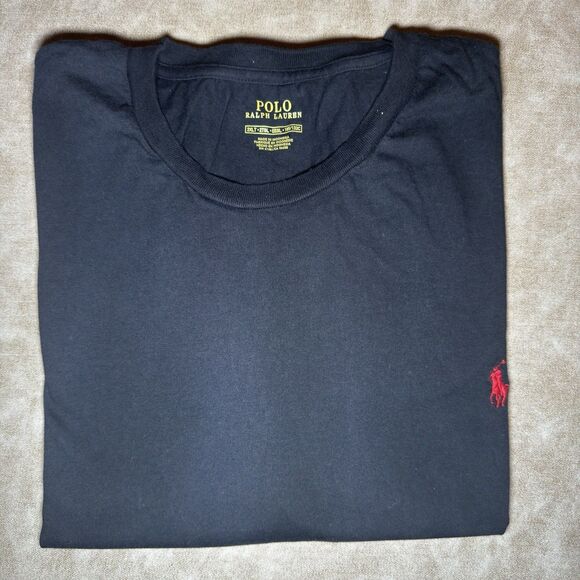 Polo Ralph Lauren Mens BLACK Crew Neck T Shirt 2XLT Embroidered Pony Logo - Picture 2 of 5